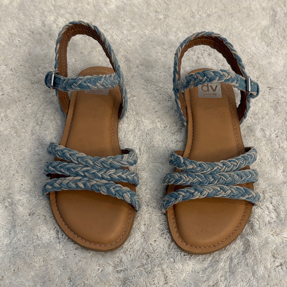 DV by Dolce Vita Girl’s Braided Blue and Tan Sandals